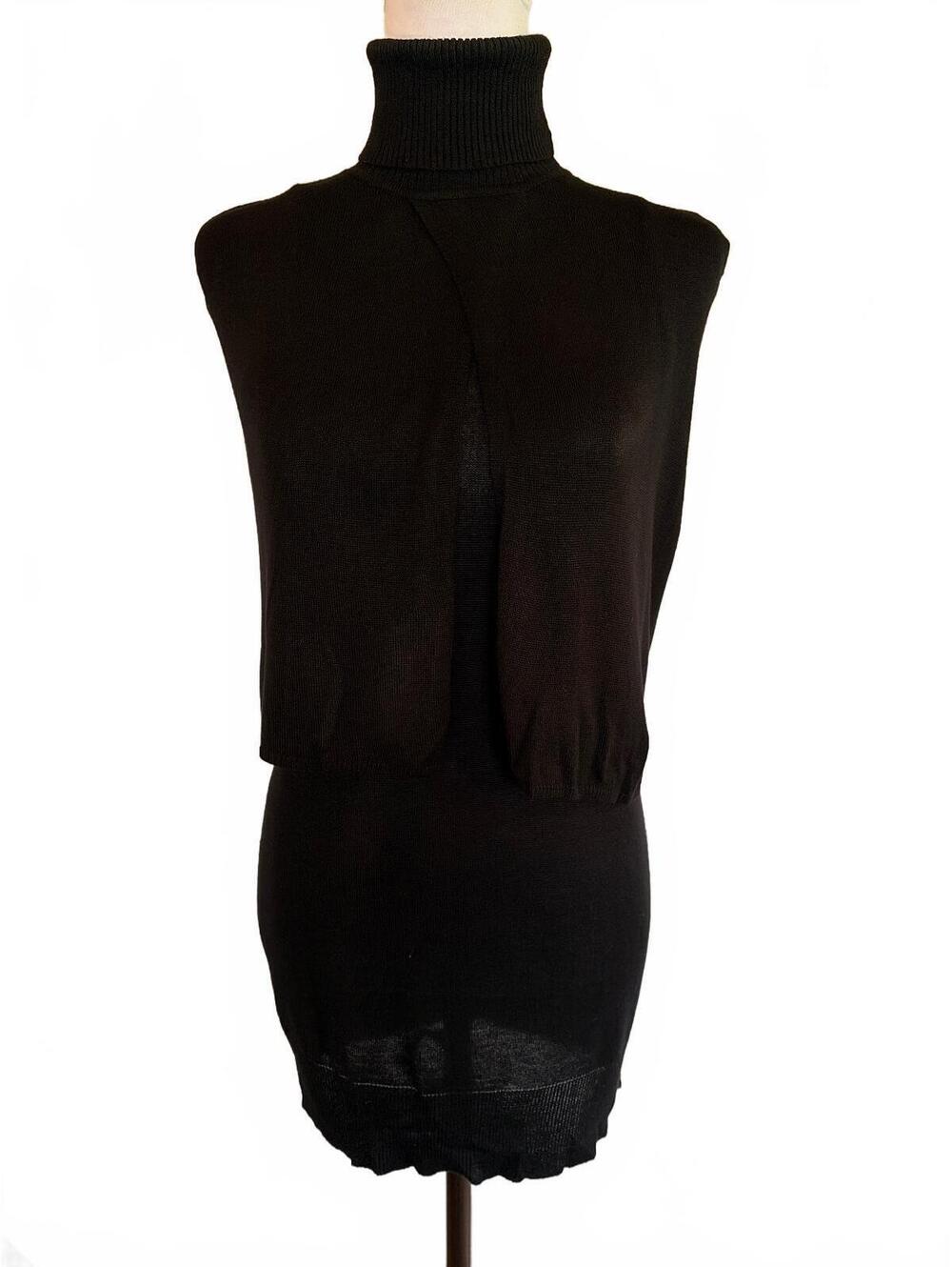 BCBGMAXAZRIA S Black Cape Turtleneck Tunic Whimsigoth Avant Garde Minimalist